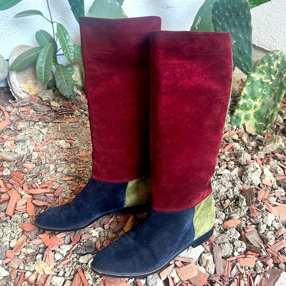 Bruno Magli suede colorblock riding boots 6